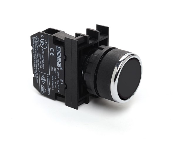 B Series Plastic 1NO Spring Flush Black 22 mm Control Unit